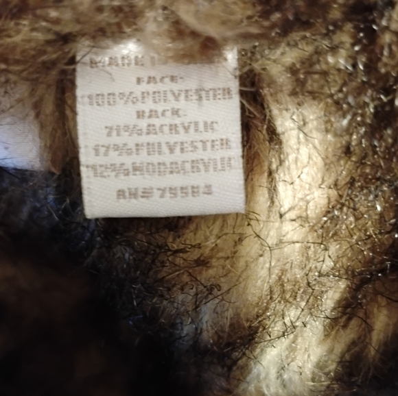 Faux Fur Chico's Vest Women Sz 3 XL Brown Fully Lined Open - Picture 8 of 8